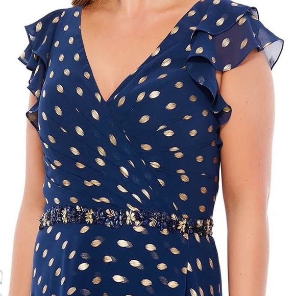 Mac Duggal 49309 NWOT Navy Polka Dot Dress - Picture 3 of 6